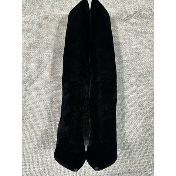 Saint Laurent Boots Women 35.5 US‎ 5.5 Black Velvet Niki Knee High Designer - Picture 7 of 16